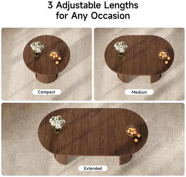 Alt view image 3 of 7 - 41 in-78 in Extendable Dining Table for 4-8 w/Storage, Walnut