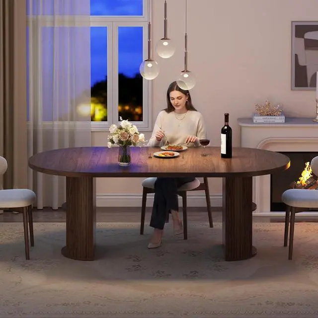 Alt view image 6 of 7 - 41 in-78 in Extendable Dining Table for 4-8 w/Storage, Walnut
