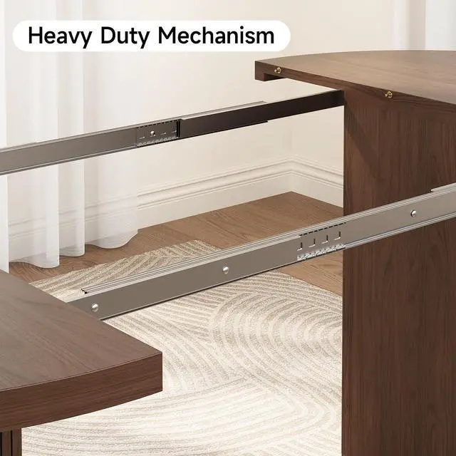 Alt view image 7 of 7 - 41 in-78 in Extendable Dining Table for 4-8 w/Storage, Walnut
