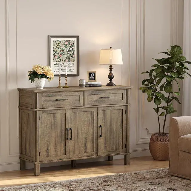 Alt view image 7 of 7 - 48 Inch Sideboard Buffet Cabinet with Storage, Washed Grey