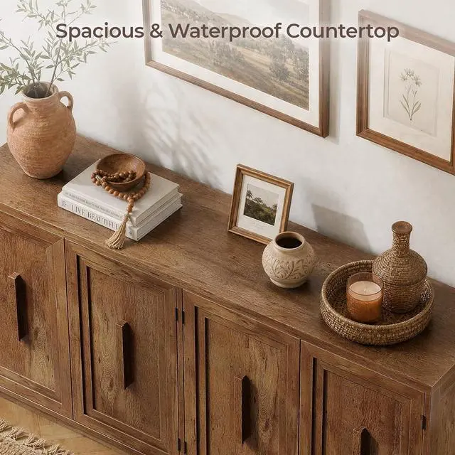 Alt view image 5 of 7 - 63" Sideboard Buffet Cabinet, Credenza Storage Cabinet with Doors