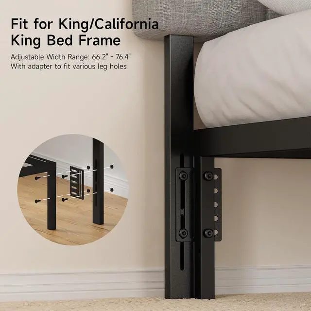 Alt view image 6 of 7 - Headboard for King/California King Size Bed, Upholstered Bed HeadBoard with Storage, Linen Fabric Head Board with Vertical Channel Design, Height Adjustable, Easy to Assemble, Light Grey