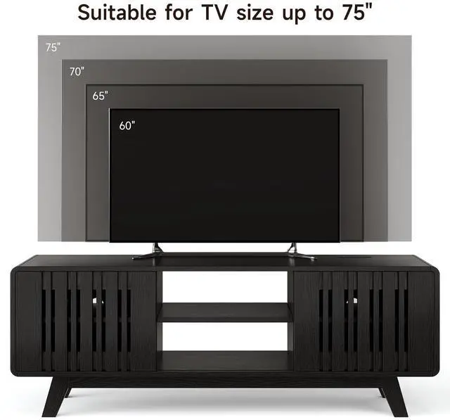 Alt view image 6 of 7 - 63" TV Stand, Mid-Century Modern Television Stand for 55/65/70 Inch TV