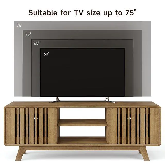 Alt view image 5 of 7 - 63" TV Stand, Mid-Century Modern Television Stand for 55/65/70 Inch TV