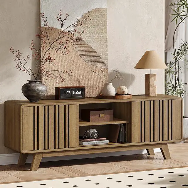 Alt view image 7 of 7 - 63" TV Stand, Mid-Century Modern Television Stand for 55/65/70 Inch TV