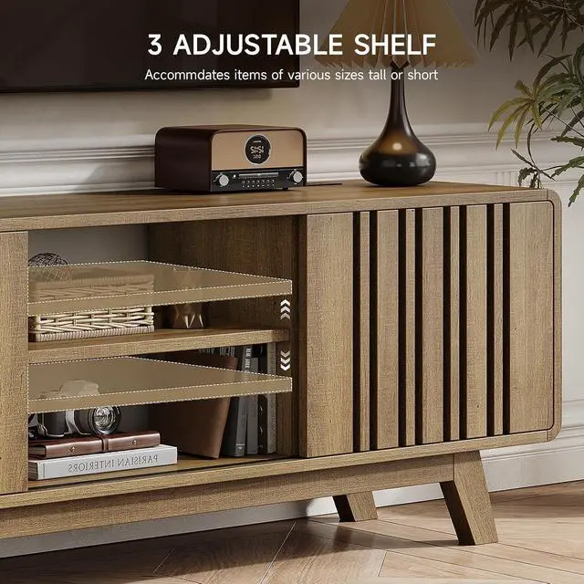 Alt view image 6 of 7 - 63" TV Stand, Mid-Century Modern Television Stand for 55/65/70 Inch TV
