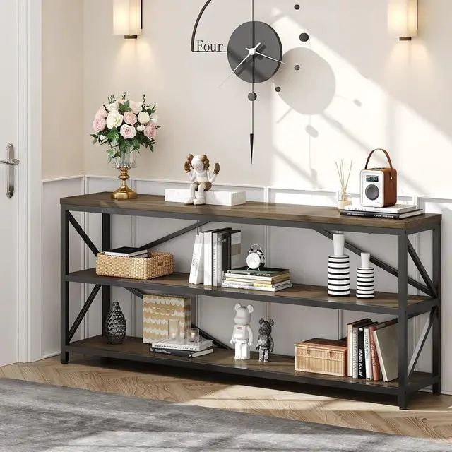 Alt view image 6 of 7 - 70.8" Extra Long Console Table, Narrow Industrial Sofa Tables