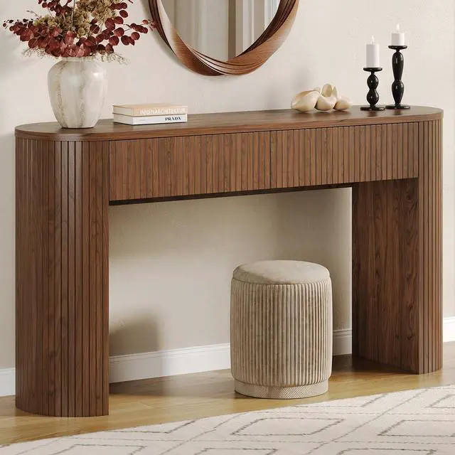 Main image of 55 Inches Entryway Table with Storage, Console Tables, Walnut
