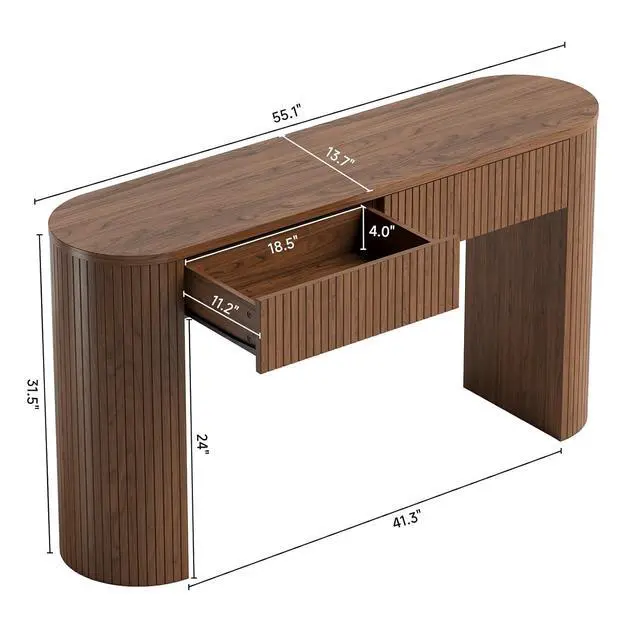 Alt view image 2 of 7 - 55 Inches Entryway Table with Storage, Console Tables, Walnut