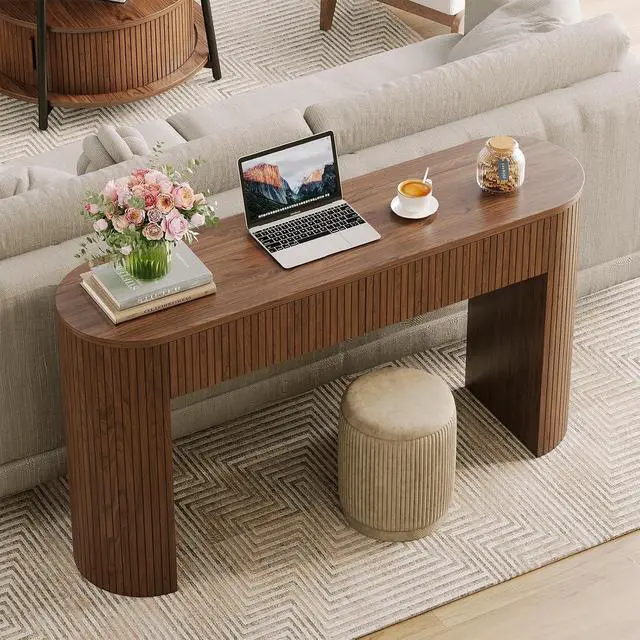 Alt view image 5 of 7 - 55 Inches Entryway Table with Storage, Console Tables, Walnut