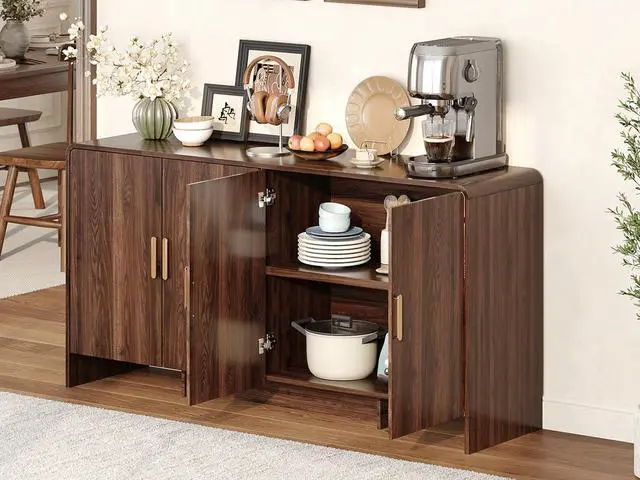 Alt view image 7 of 7 - 60 Inch Sideboard Buffet Cabinet, Walnut