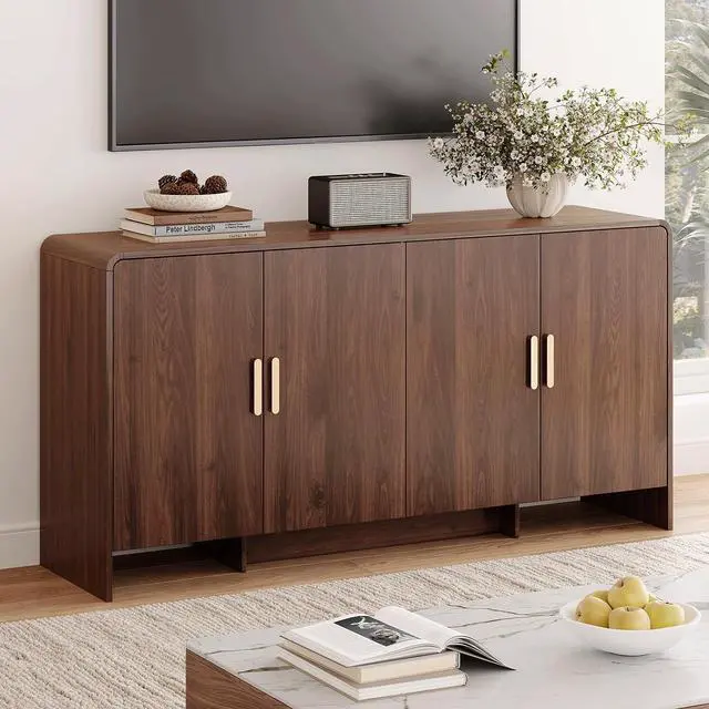 Alt view image 5 of 7 - 60 Inch Sideboard Buffet Cabinet, Walnut