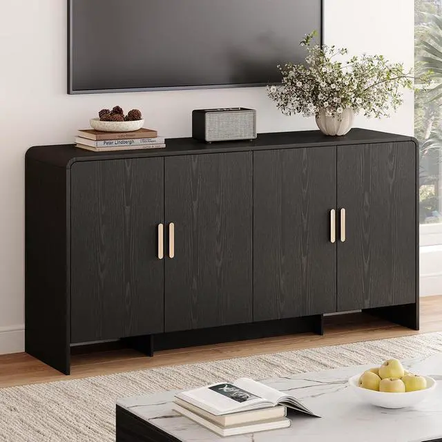 Alt view image 5 of 7 - 60 Inch Sideboard Buffet Cabinet, Black