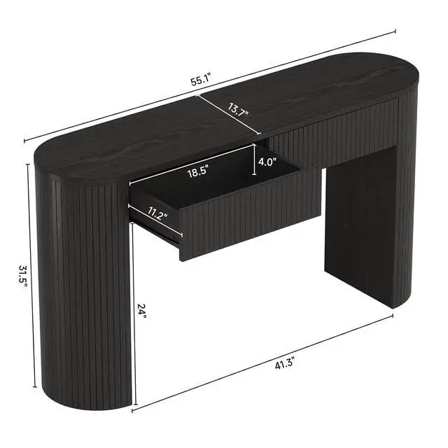 Alt view image 2 of 7 - 55 Inches Entryway Table with Storage, Console Tables, Black