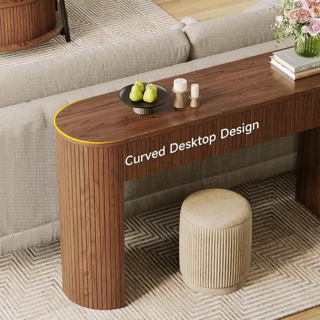 Alt view image 7 of 7 - 55 Inches Entryway Table with Storage, Console Tables, Walnut