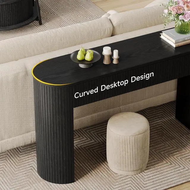 Alt view image 7 of 7 - 55 Inches Entryway Table with Storage, Console Tables, Black