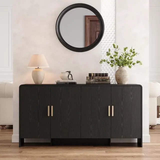 Alt view image 6 of 7 - 60 Inch Sideboard Buffet Cabinet, Black