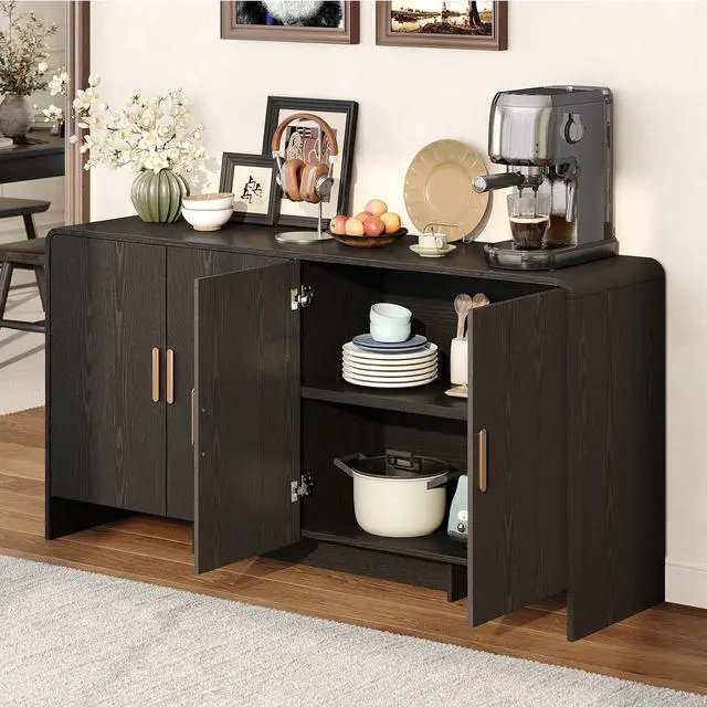 Alt view image 7 of 7 - 60 Inch Sideboard Buffet Cabinet, Black
