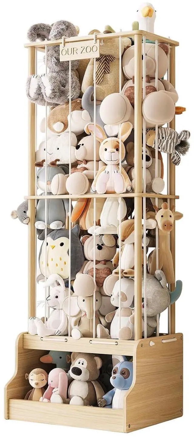 Main image of Stuffed Animal Storage Organizer, Wood Stuffed Animal Zoo with Toy chest