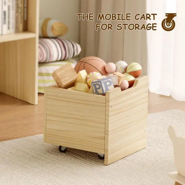 Alt view image 7 of 7 - Toy Storage Organizer with Stuffed Animal Storage, Solid Pine Wooden Toy Organizer & Stuffed Animal Zoo, 4 Cubes Shelf with 2 Movable Drawers, 4 -in-1 Book Shelf for Kids Room, Playroom, Nursery