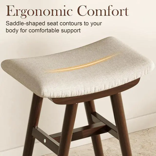 Alt view image 4 of 7 - Dark Walnut Rubber Wood Vanity Stool
