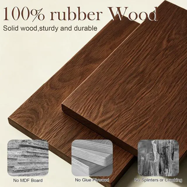Alt view image 3 of 7 - Dark Walnut Rubber Wood Vanity Stool