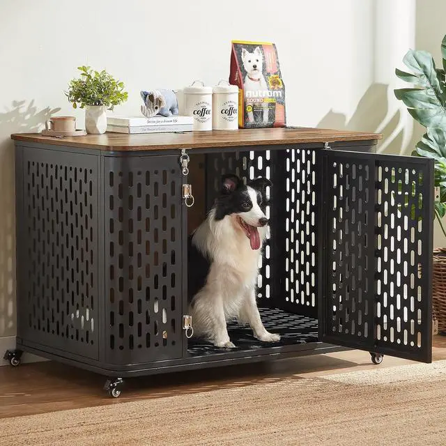 Main image of 43.7" Furniture Style Dog Crate with Flip-Top Access and Wheels