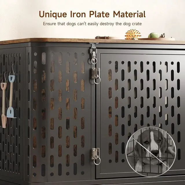 Alt view image 7 of 7 - 43.7" Furniture Style Dog Crate with Flip-Top Access and Wheels