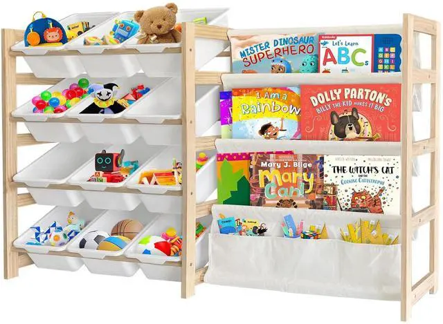 Alt view image 6 of 7 - 2-in-1 Toy Storage Organizer and Kids Bookshelf with 2 Drawers