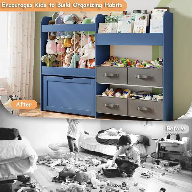 Alt view image 6 of 6 - 51.1" W Toy Storage Organizer with Stuffed Animal Storage, Wooden