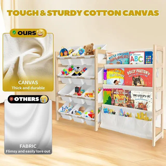 Alt view image 7 of 7 - 2-in-1 Toy Storage Organizer and Kids Bookshelf with 2 Drawers