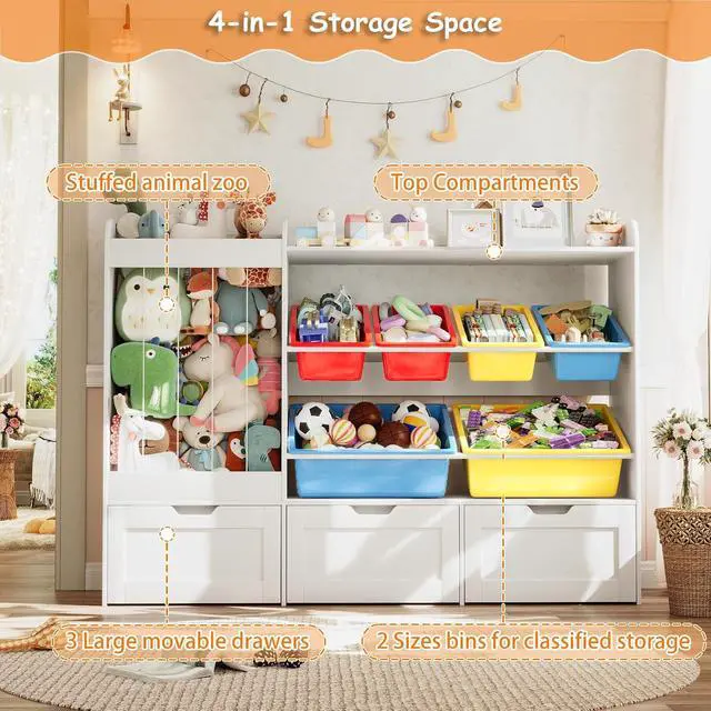 Alt view image 3 of 7 - 50.6" W x 41.3" H Wooden Toy Storage Organizer Cabinet