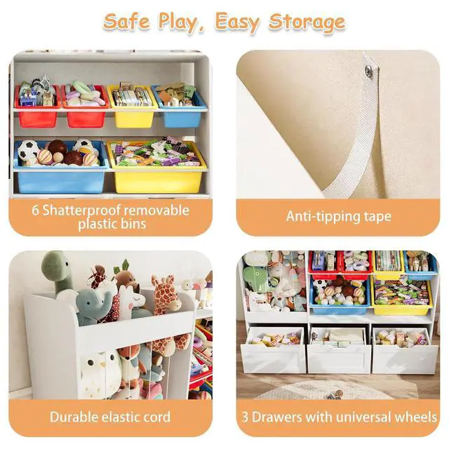 Alt view image 5 of 7 - 50.6" W x 41.3" H Wooden Toy Storage Organizer Cabinet