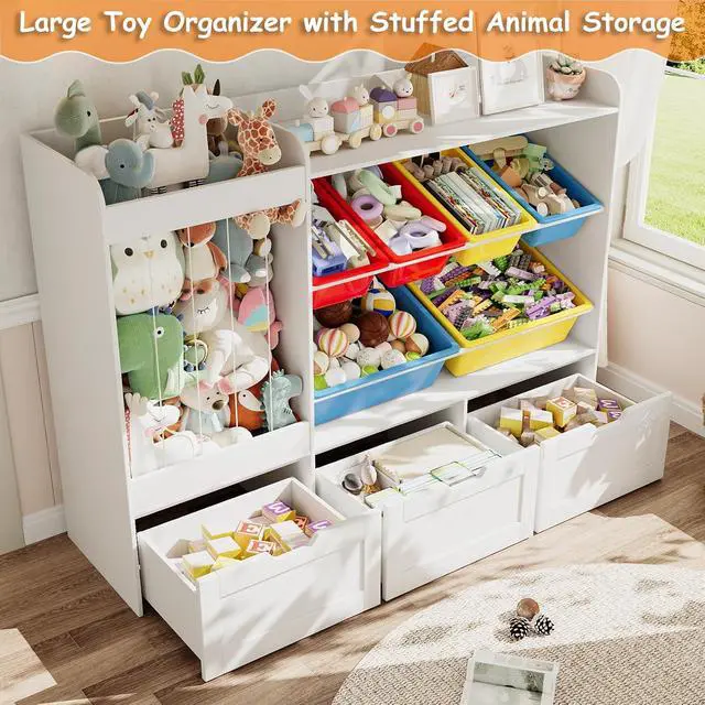 Alt view image 4 of 7 - 50.6" W x 41.3" H Wooden Toy Storage Organizer Cabinet