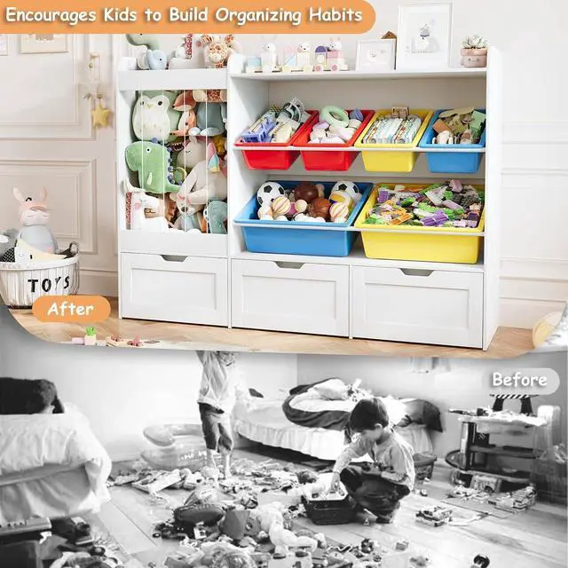 Alt view image 6 of 7 - 50.6" W x 41.3" H Wooden Toy Storage Organizer Cabinet