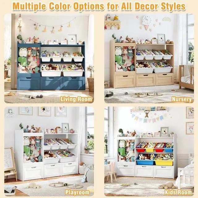 Alt view image 7 of 7 - 50.6" W x 41.3" H Wooden Toy Storage Organizer Cabinet