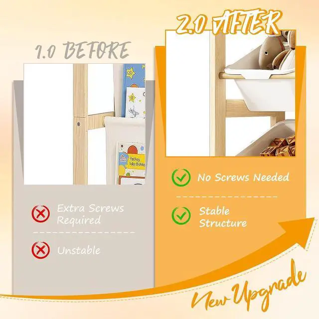 Alt view image 4 of 7 - Toy Storage Organizer with Bookshelf, Kids Toy Organizer and Storage Shelf with 12 White Bins, Solid Pine Wood Book Rack for Playroom, Nursery, Kids Room, Toys and Books