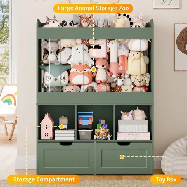 Alt view image 3 of 7 - 51.7" H Kids Toy Storage Organizer with 100L Stuffed Animal Zoo