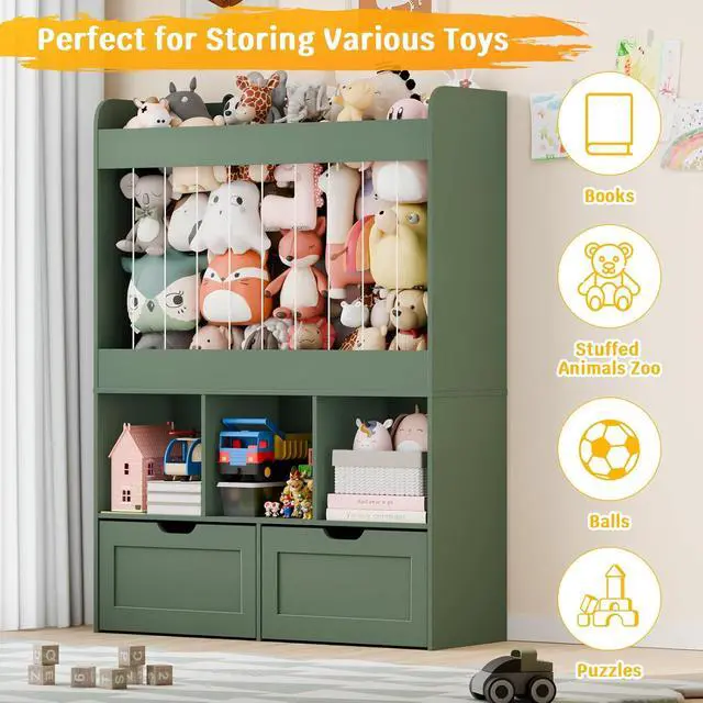 Alt view image 4 of 7 - 51.7" H Kids Toy Storage Organizer with 100L Stuffed Animal Zoo