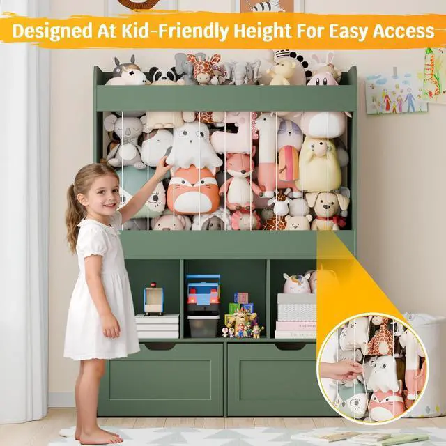 Alt view image 5 of 7 - 51.7" H Kids Toy Storage Organizer with 100L Stuffed Animal Zoo