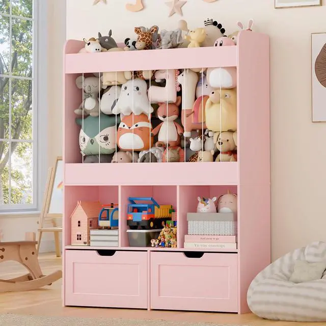 Main image of 51.7" H Wooden Toy Storage Organizer with Stuffed Animal Storage