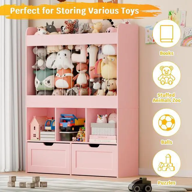 Alt view image 4 of 7 - 51.7" H Wooden Toy Storage Organizer with Stuffed Animal Storage