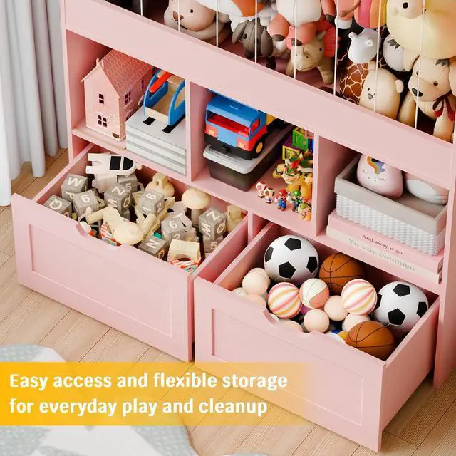 Alt view image 5 of 7 - 51.7" H Wooden Toy Storage Organizer with Stuffed Animal Storage