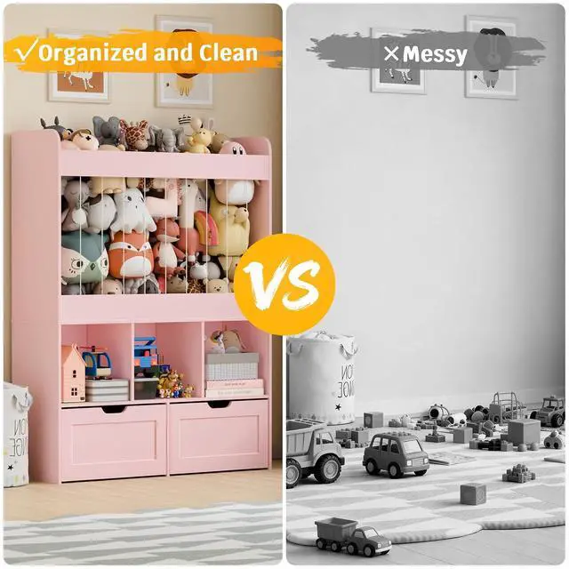 Alt view image 6 of 7 - 51.7" H Wooden Toy Storage Organizer with Stuffed Animal Storage