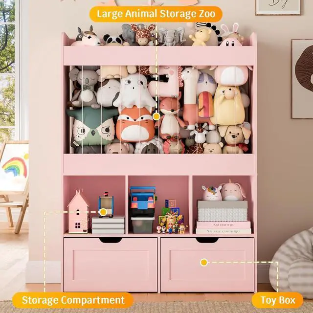 Alt view image 7 of 7 - 51.7" H Wooden Toy Storage Organizer with Stuffed Animal Storage