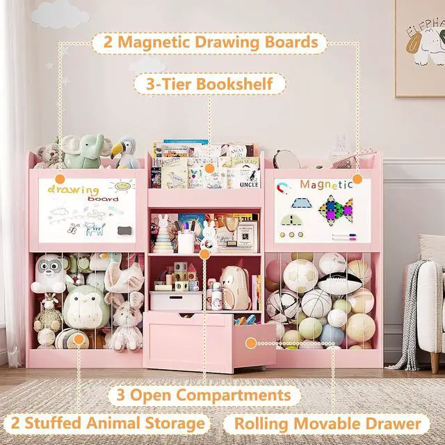 Alt view image 5 of 7 - 70.8" W Toy Organizers Storage, 378L Large Stuffed Animal Storage