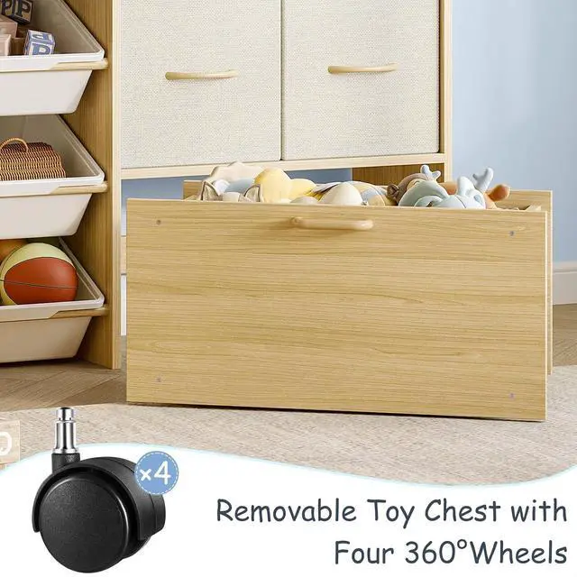 Alt view image 3 of 7 - Kids Toy Storage Organizer, Scalloped Shelf, 9 Bins, Toy Chest