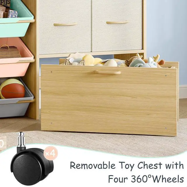 Alt view image 4 of 7 - 5-in-1 Toy Organizer, Scalloped Shelf, Toy Chest, 9 Color Bins