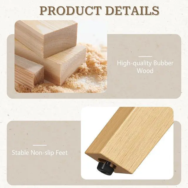 Alt view image 5 of 7 - Vanity Stool with Removable Easy-Clean Cover, Natural Wood Color