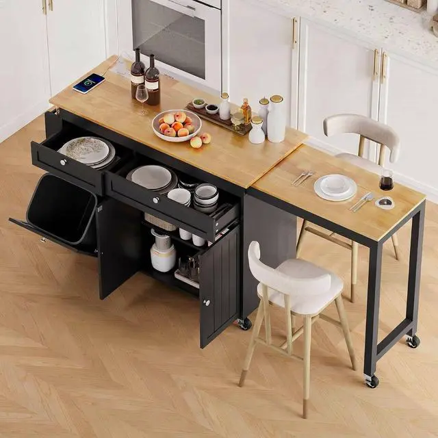 Main image of Kitchen Islands with Storage, Extendable Dining Table and Power Outlet